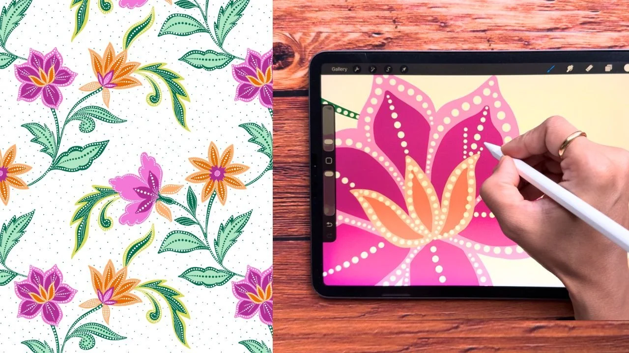 نقاط، براش‌ها و گل‌ها: آموزش طراحی الگوی گل‌دار در پروکری‌یت (Procreate)