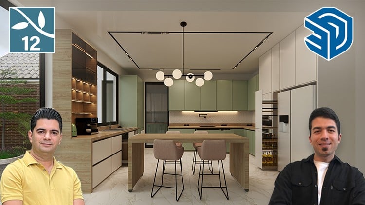 آموزش طراحی پیشرفته آشپزخانه: مدل‌سازی کابینت با SketchUp و Lumion

