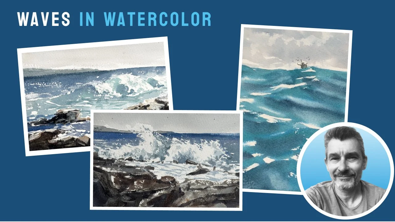 آموزش موج در آبرنگ - ۳ روش برای نقاشی امواج اقیانوس واقع‌گرایانه
