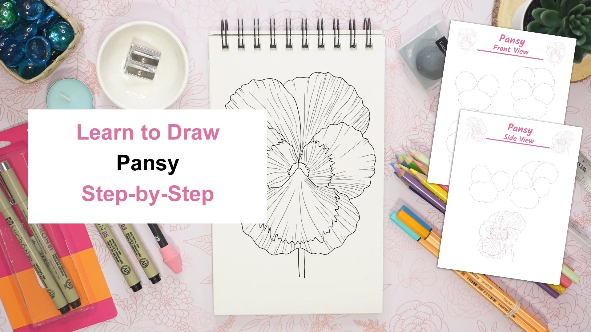 آموزش نقاشی بنفشه: گام‌های ساده - طراحی با خط گیاه‌شناسی
