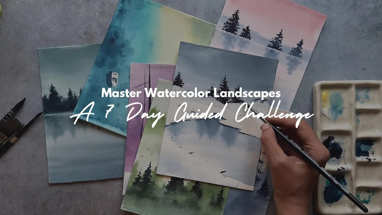 آموزش حرفه‌ای مناظر با آبرنگ - چالش هدایت‌شده ۷ روزه
