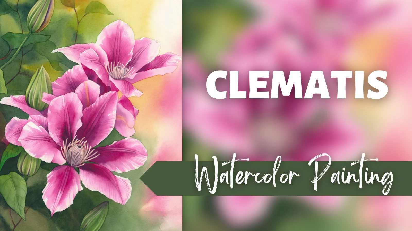 آموزش نقاشی کلماتیس با آبرنگ: نگین‌های باغ
