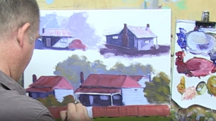 آموزش تکنیک‌های نقاشی اکریلیک منظره

