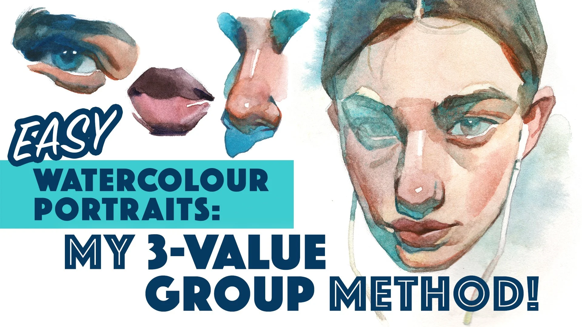 آموزش نقاشی آسان آبرنگ چهره: روش گروهی ۳ ارزشی من!

