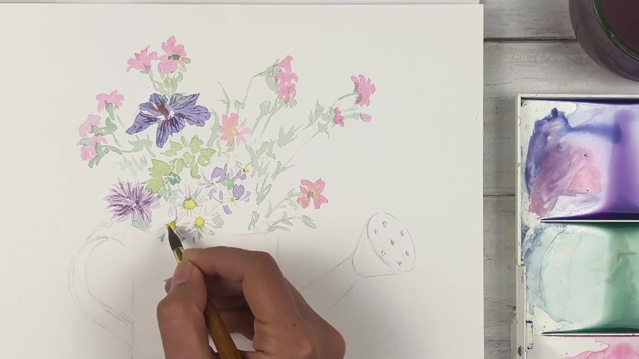 آموزش نقاشی آبرنگ بهاری
