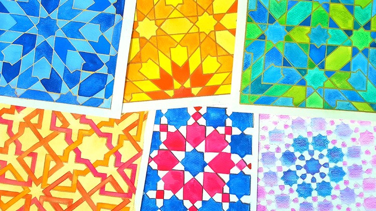 آموزش طراحی و نقاشی الگوهای اسلامی: هندسه هشت‌ضلعی اسلامی

