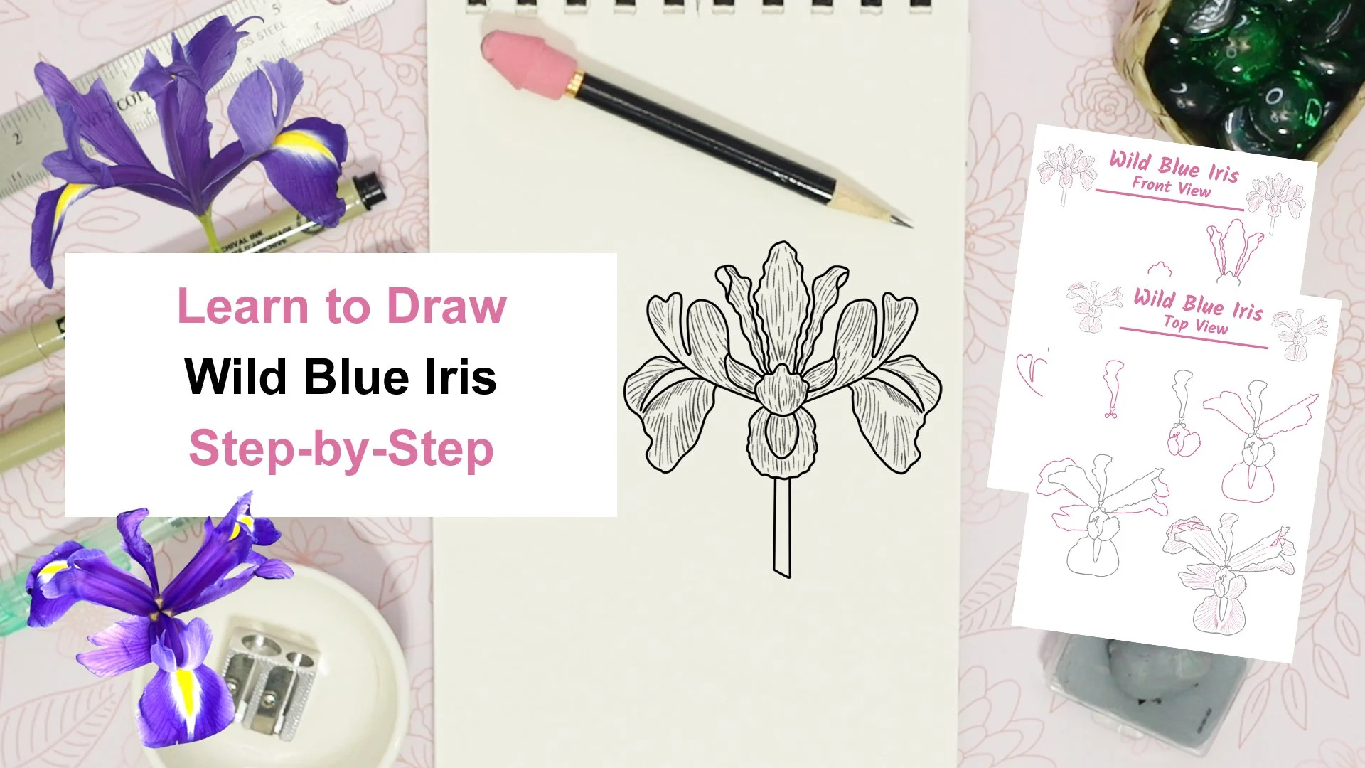 آموزش طراحی گل زنبق وحشی آبی: تسلط بر اشکال پویا گل در جوهر
