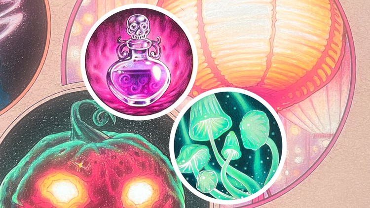 آموزش افکت‌های نورانی فانتزی با مدادرنگی
