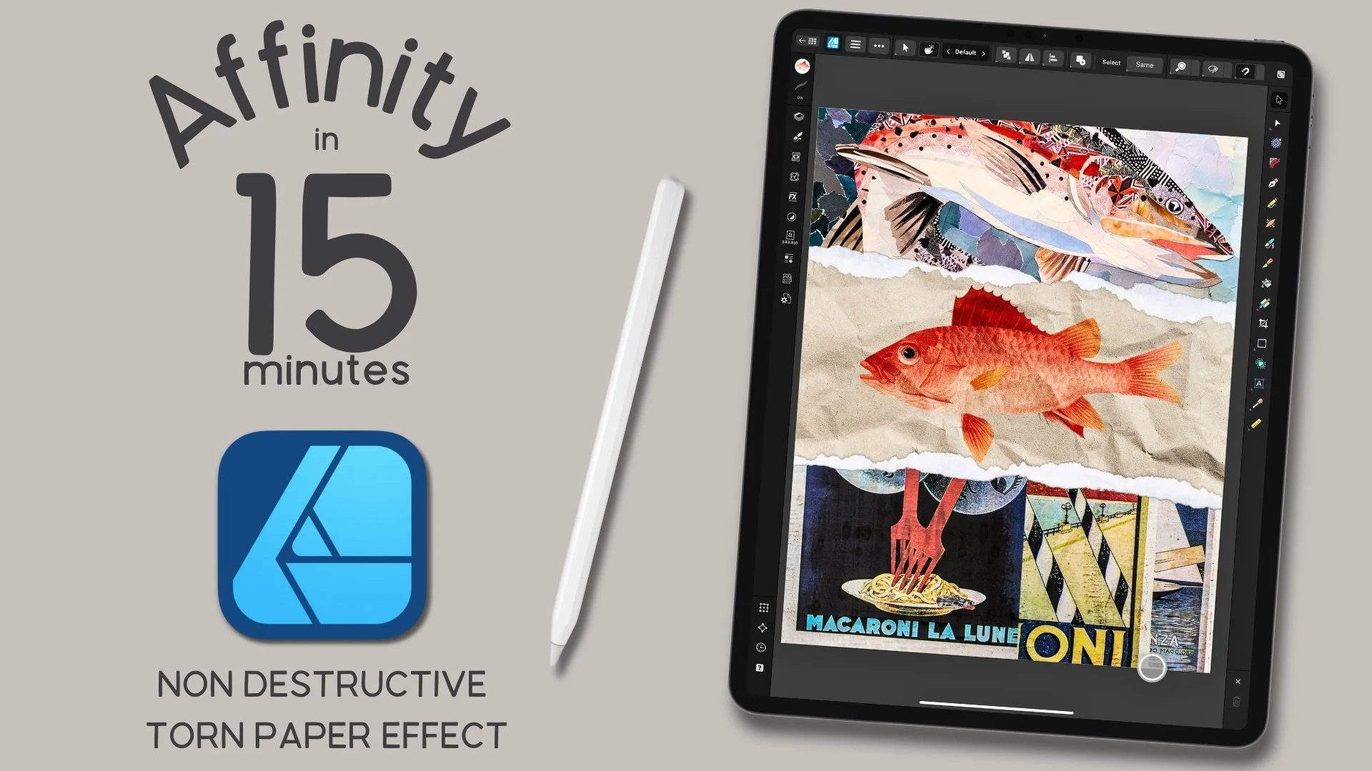 آموزش افینیتی دیزاینر نسخه ۲ برای آیپد | افکت کاغذ پاره‌شده واقع‌گرایانه
