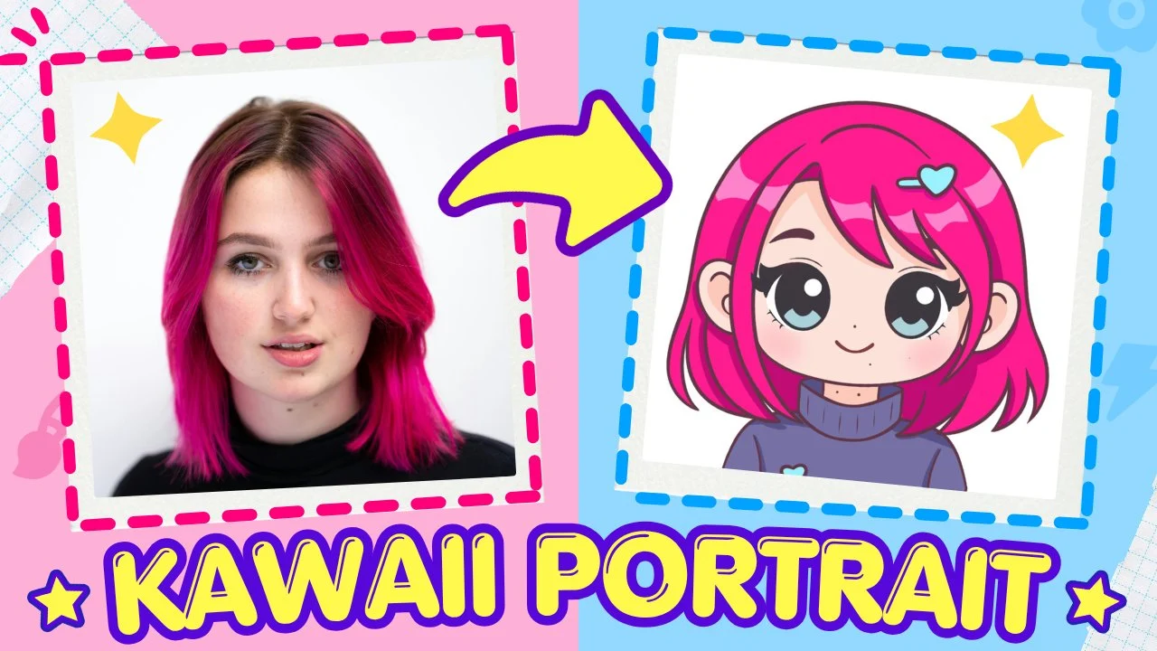 آموزش طراحی پرتره کاوایی (Kawaii) شبیه به چهره واقعی در Procreate