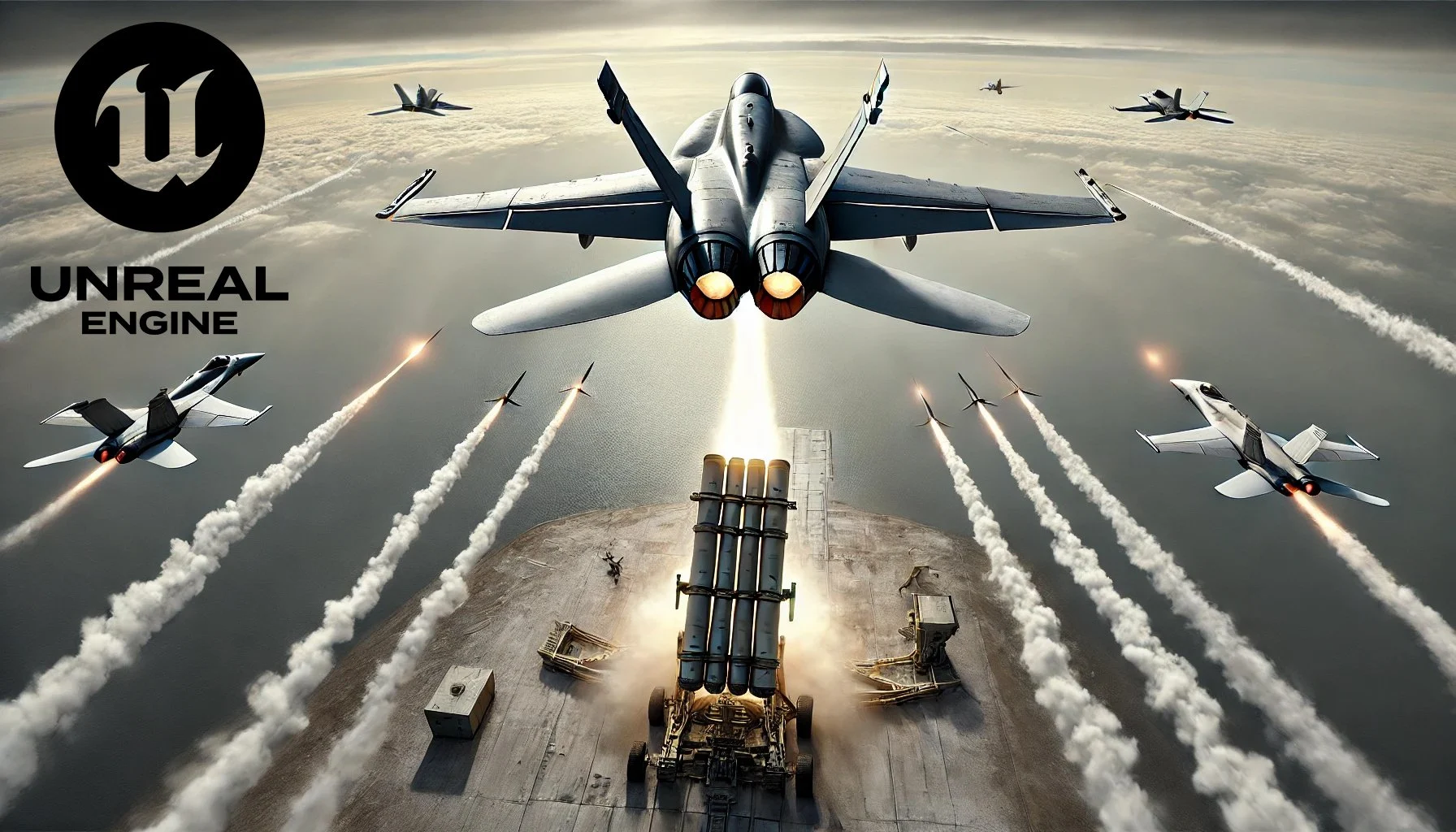 آموزش جت جنگنده با سیستم رادار و موشک با آنریل انجین ۵ بلوپرینت
