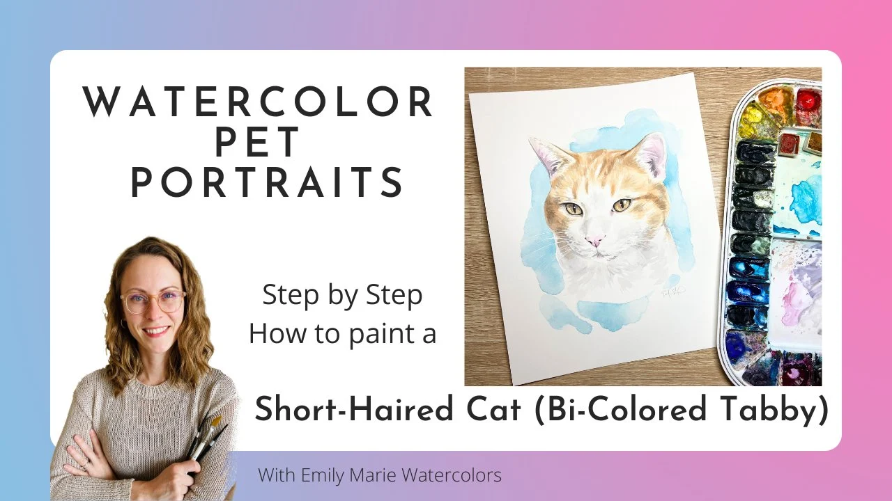 آموزش پرتره آبرنگ حیوانات خانگی: گربه مو کوتاه (گربه راه‌راه دو رنگ)
