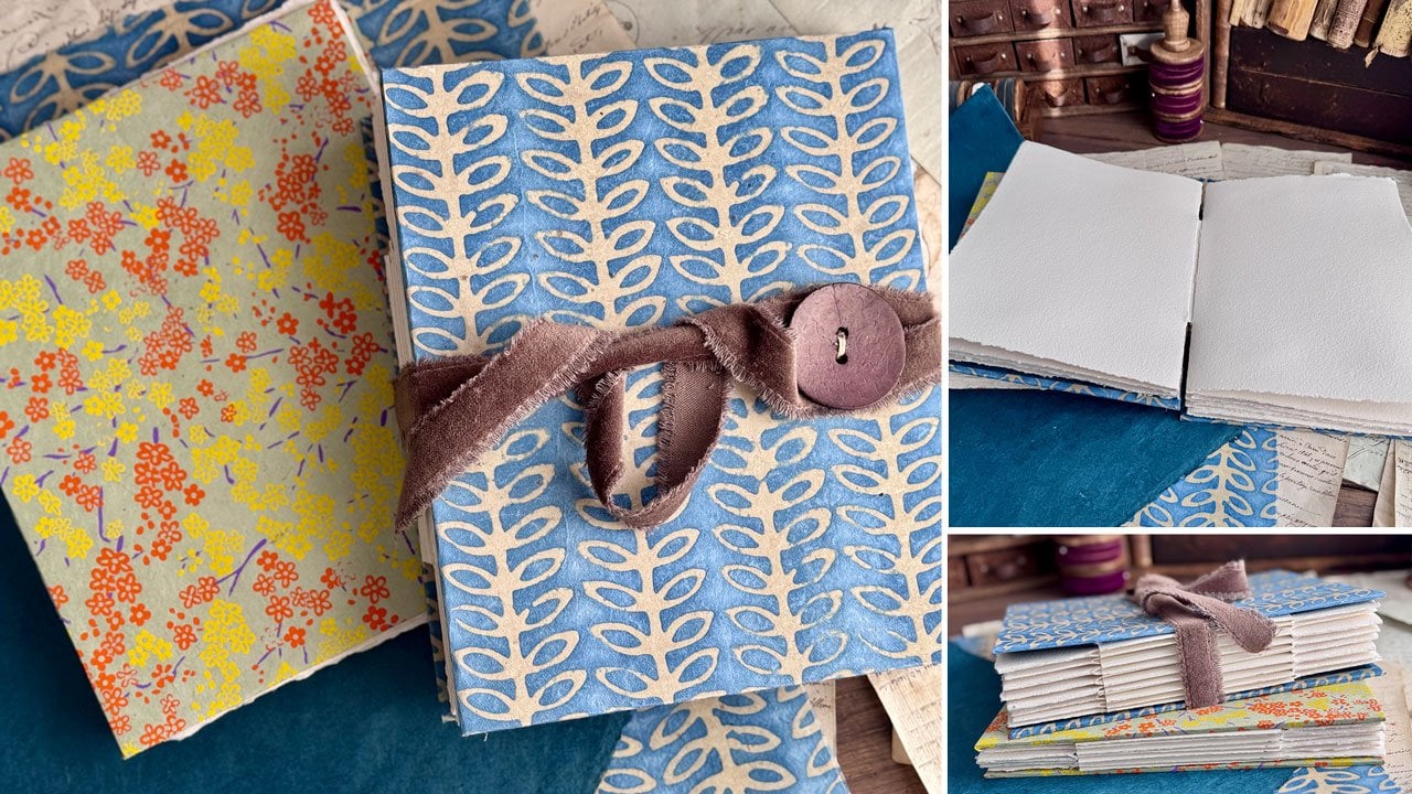 آموزش ژورنال هنری: یادگیری صحافی لولایی آکاردئونی با کاغذهای تزئینی
