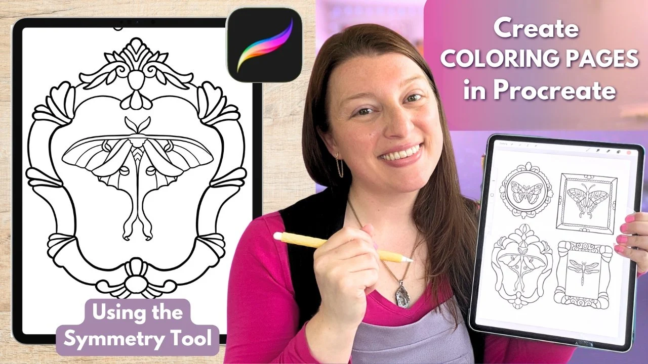 آموزش طراحی صفحه رنگ‌آمیزی متقارن و جذاب در Procreate (مناسب برای فروش)