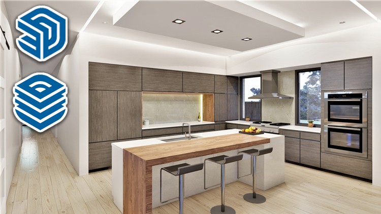 آموزش چگونه آشپزخانه را با اسکچ‌آپ و لِه‌آوت طراحی کنیم
