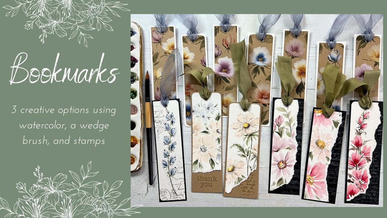 آموزش نشانک‌ها: ۳ ایده خلاقانه با استفاده از آبرنگ، قلم‌مو گوه ای و مهر
