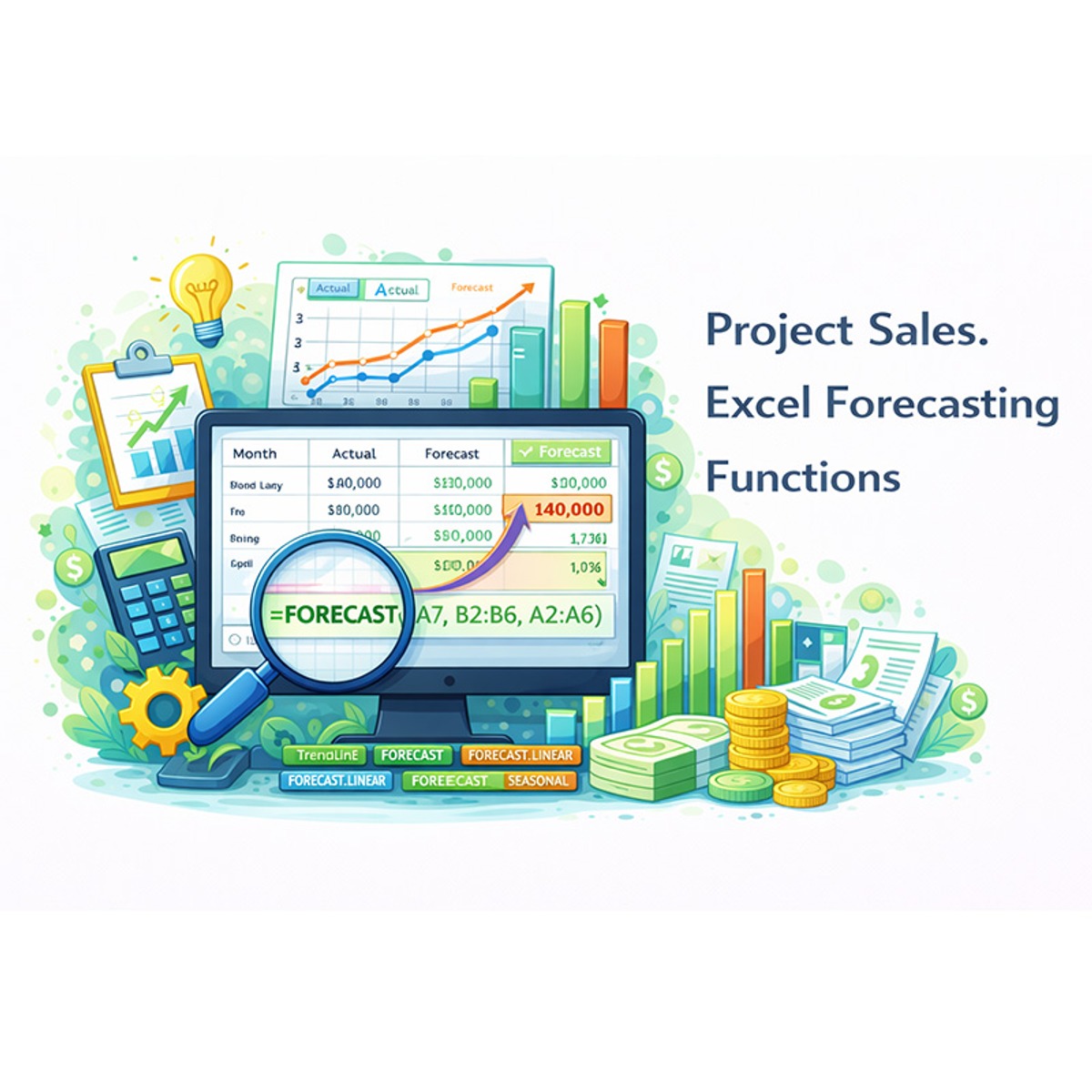 آموزش پروژه فروش: توابع پیش‌بینی در اکسل (Excel Forecasting)