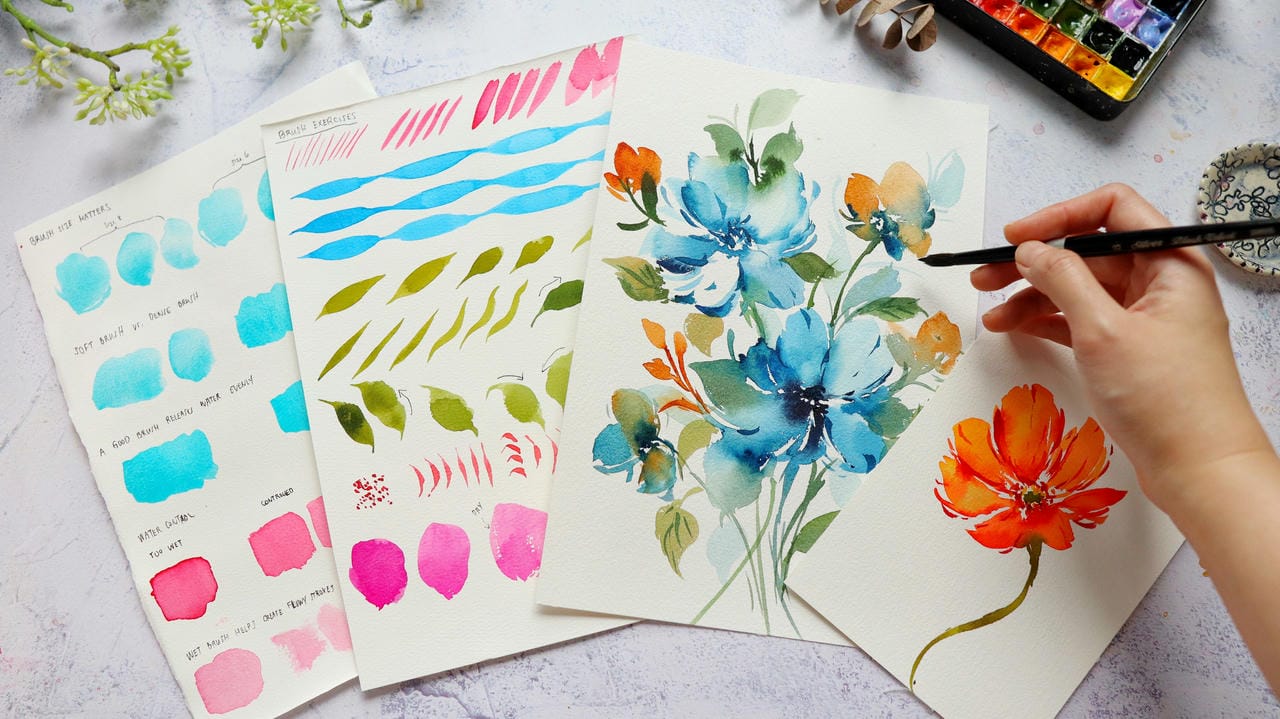 آموزش نقاشی با آبرنگ برای مبتدیان: تکنیک‌های گل‌آرایی با قلم‌مو

