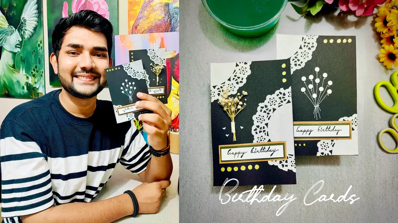 آموزش کارت تولد دست ساز با تم مشکی و کاردستی آسان
