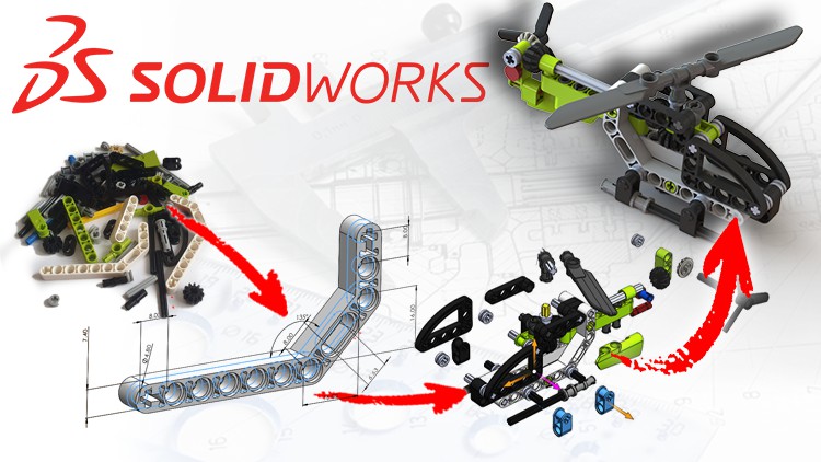 آموزش ساخت هلیکوپتر لگو در سالیدورکس (SolidWorks) با طراحی سه بعدی CAD
