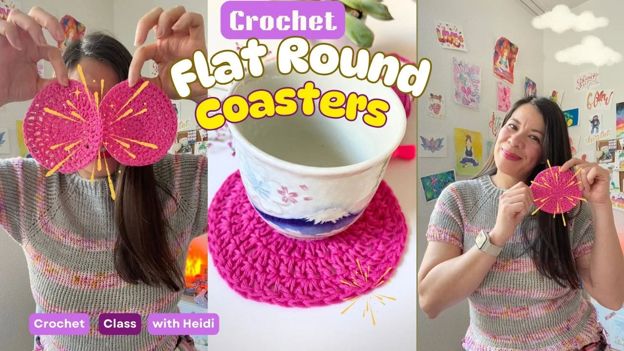 آموزش بافت کوستر گرد تخت با قلاب (اصطلاحات آمریکایی) - آسان و مناسب برای مبتدیان
