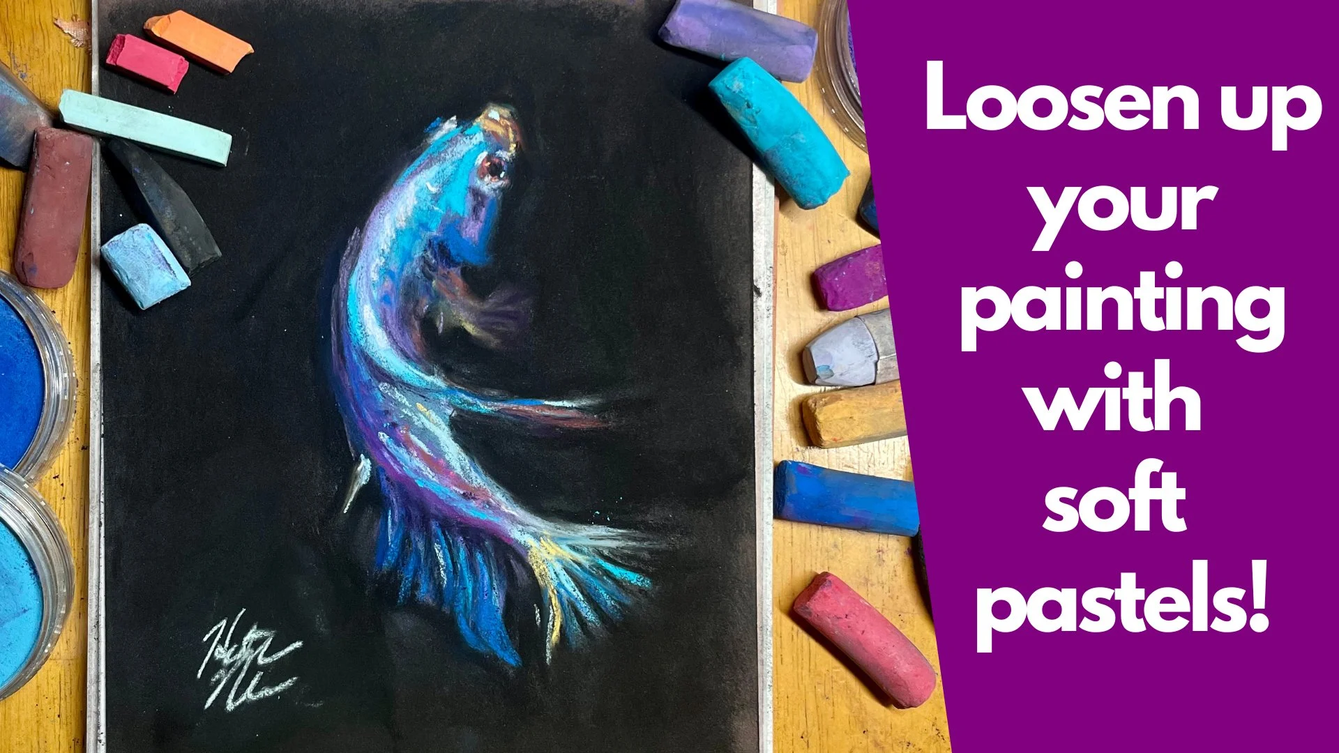 آموزش آزادسازی نقاشی شما: ثبت ژست با ماهی بتا در پاستل نرم
