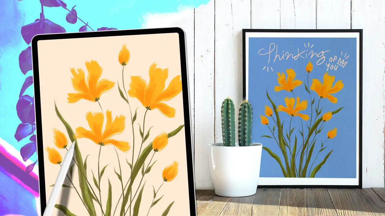 آموزش گل‌های شل و پرپشت: خلق گل‌های وحشی آبرنگی بیانگر در پروکریت
