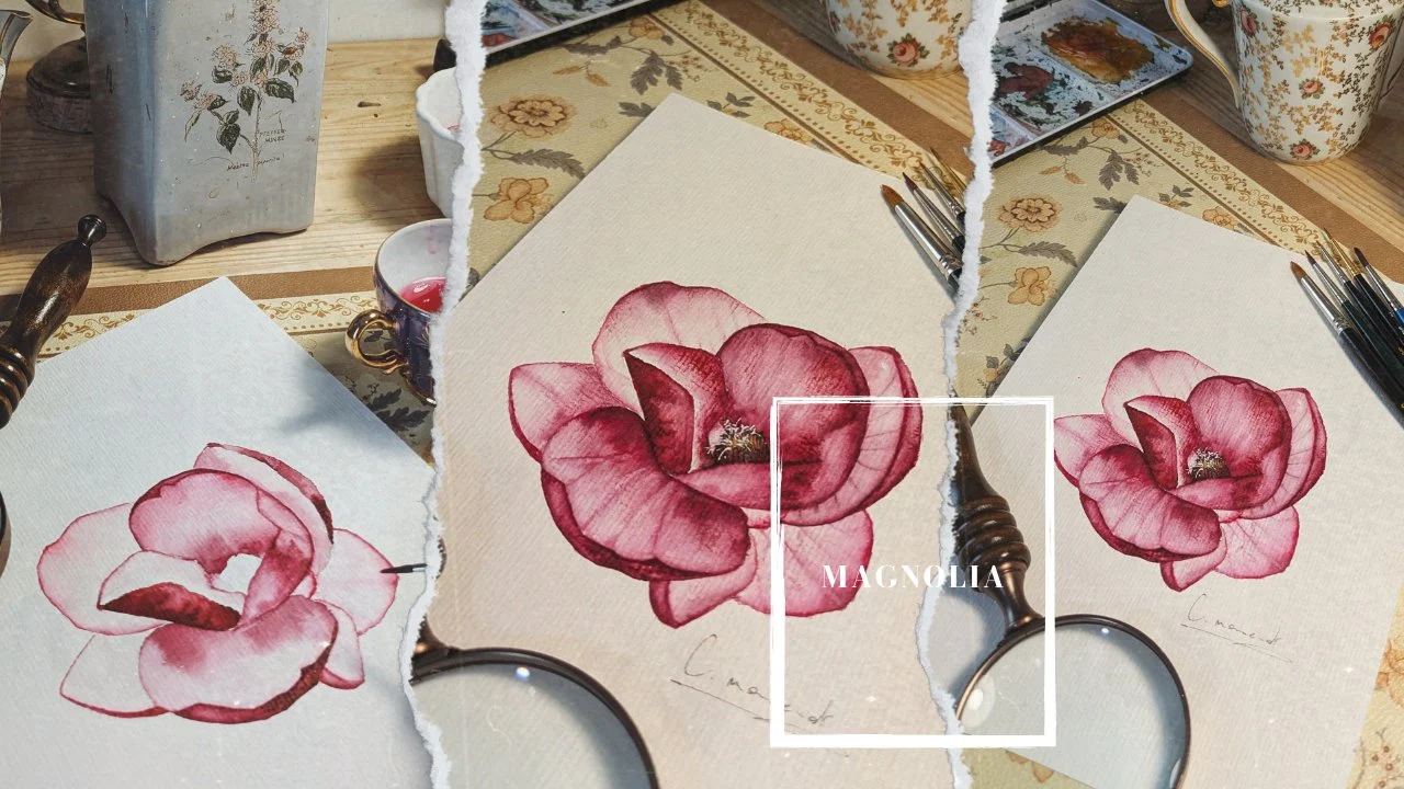 آموزش آبرنگ گل ماگنولیا: نقاشی واقع‌گرایانه، روشن و بافت‌دار برای همه سطوح

