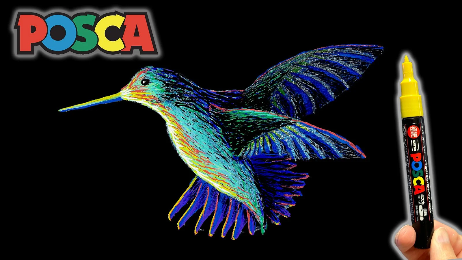 آموزش طراحی حیوانات: کشیدن مرغ مگس‌خوار با ماژیک‌های پوسکا - هنر حیوانات واقع‌گرایانه، زنده و رنگارنگ
