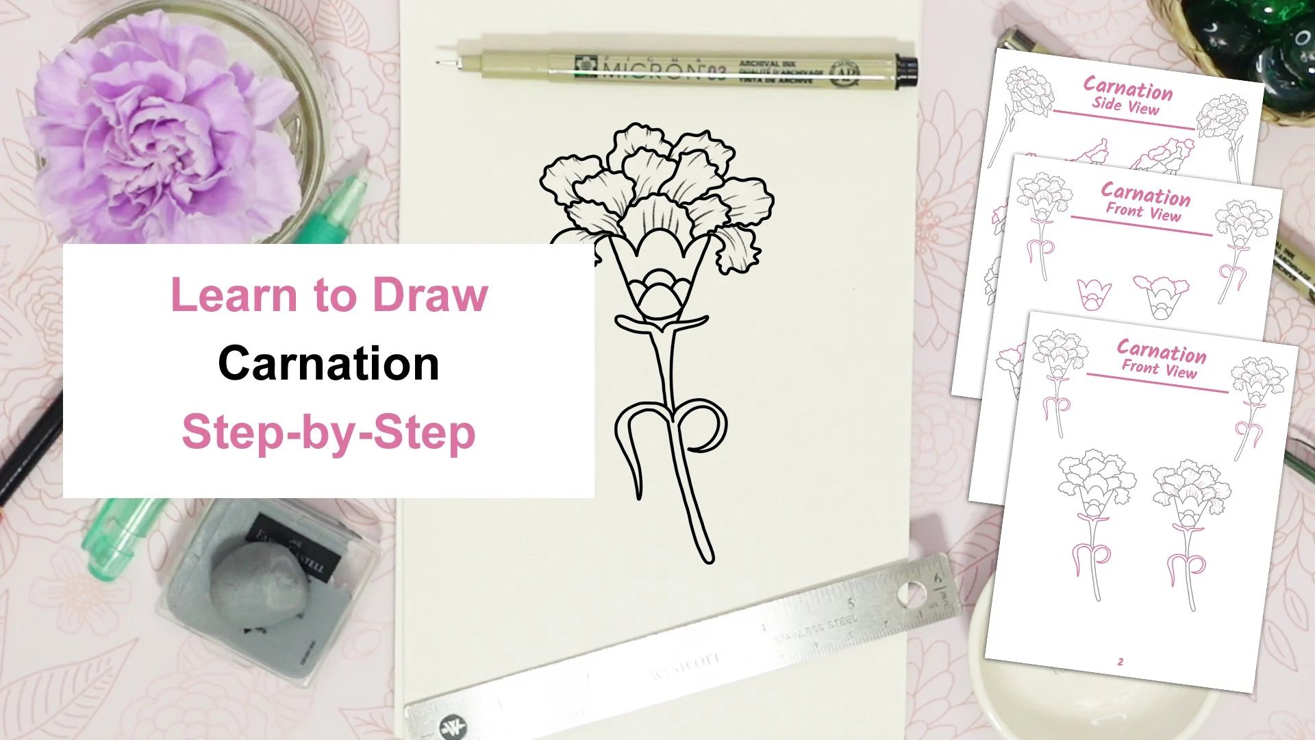 آموزش یک میخک بکشید: ثبت ظرافت گلبرگ های گیاه شناسی با جوهر

