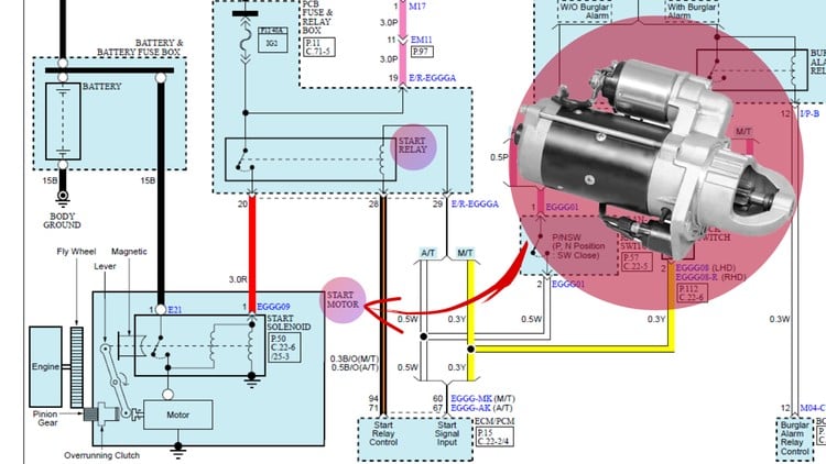 آموزش تشخیص و تحلیل شماتیک سیستم استارت خودرو
