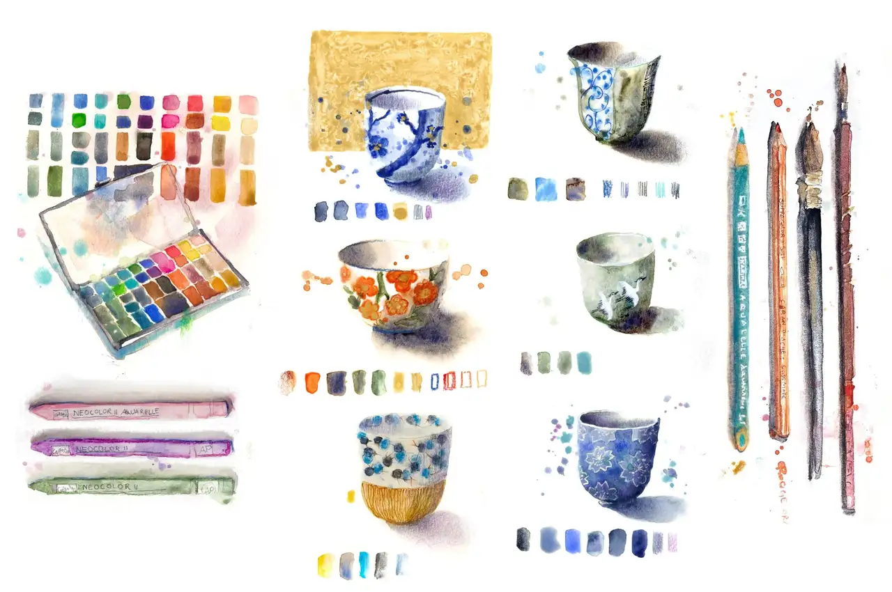 تمرین روزانه: چالش طراحی لیوان چای با رسانه‌های ترکیبی
