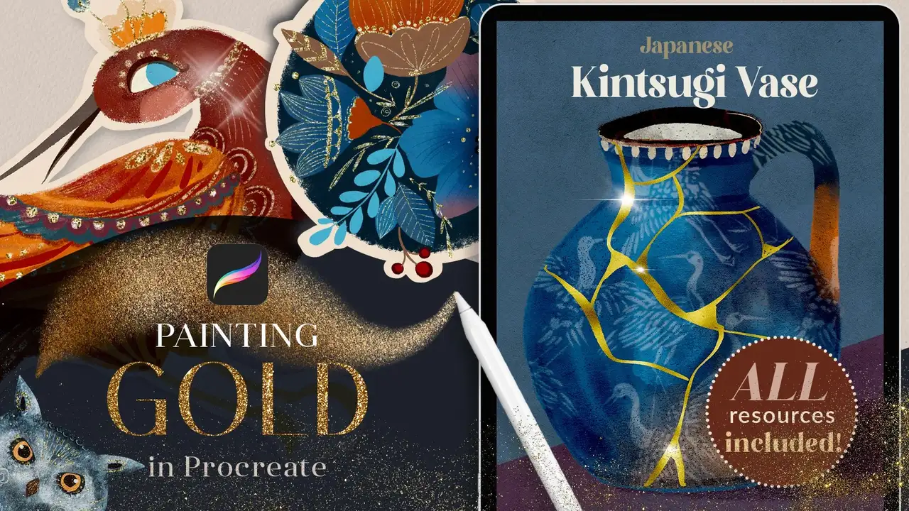 آموزش نقاشی با طلا در پروکریت
