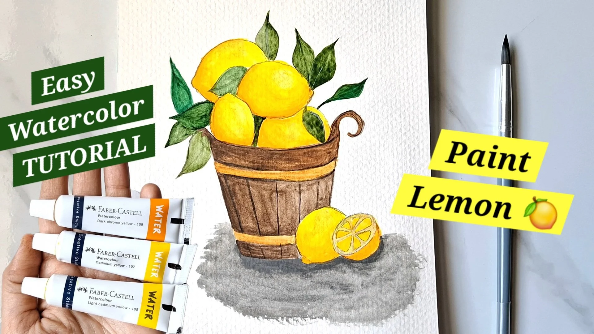 آموزش لمون و بشکه - نقاشی آبرنگ
