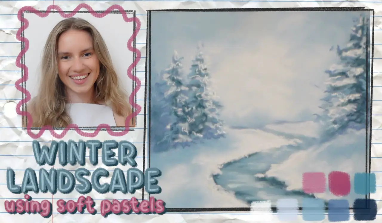آموزش منظره زمستانی در مراحل آسان: با استفاده از پاستیل های نرم یک نقاشی برفی ایجاد کنید