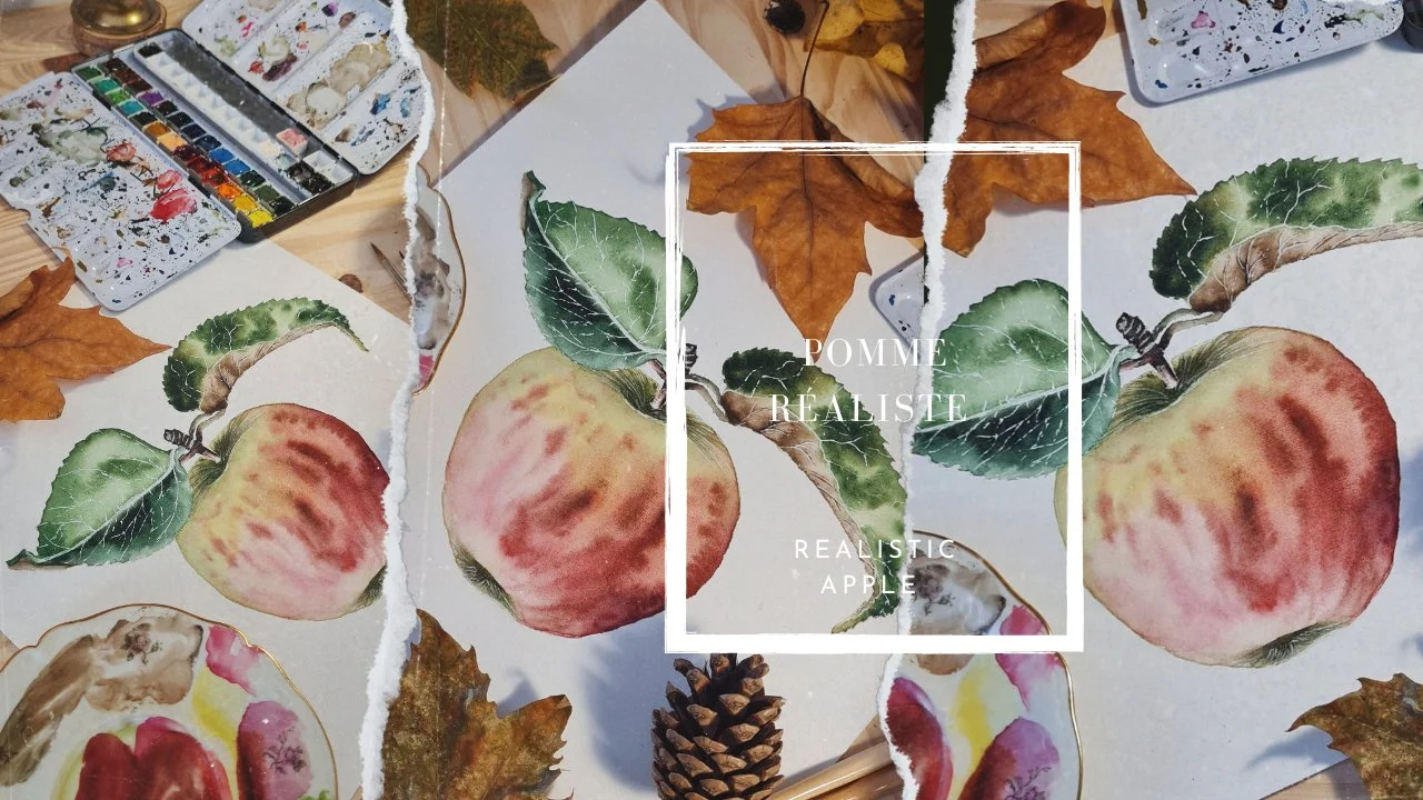 آموزش Peindre une pomme réaliste à l'Aquarelle ، Ombre ، Lumière et Texture