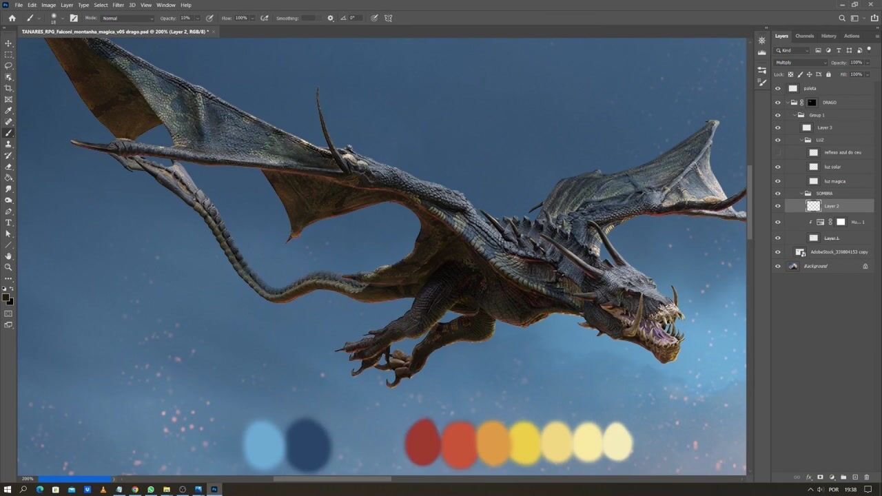 آموزش مهارت‌های نورپردازی استادانه - نقاشی اژدها در فتوشاپ
