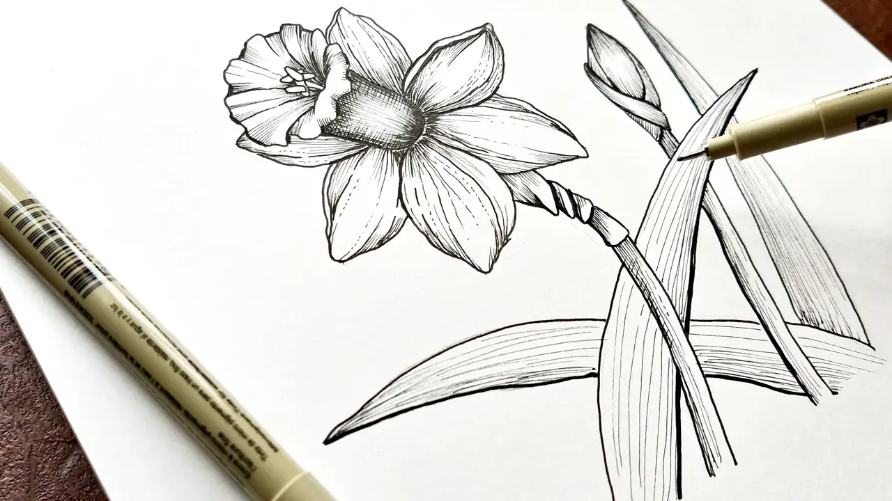 آموزش نرگس‌های ظریف: تکنیک‌های فاین لاینر برای طراحی‌های گل‌دار خیره‌کننده

